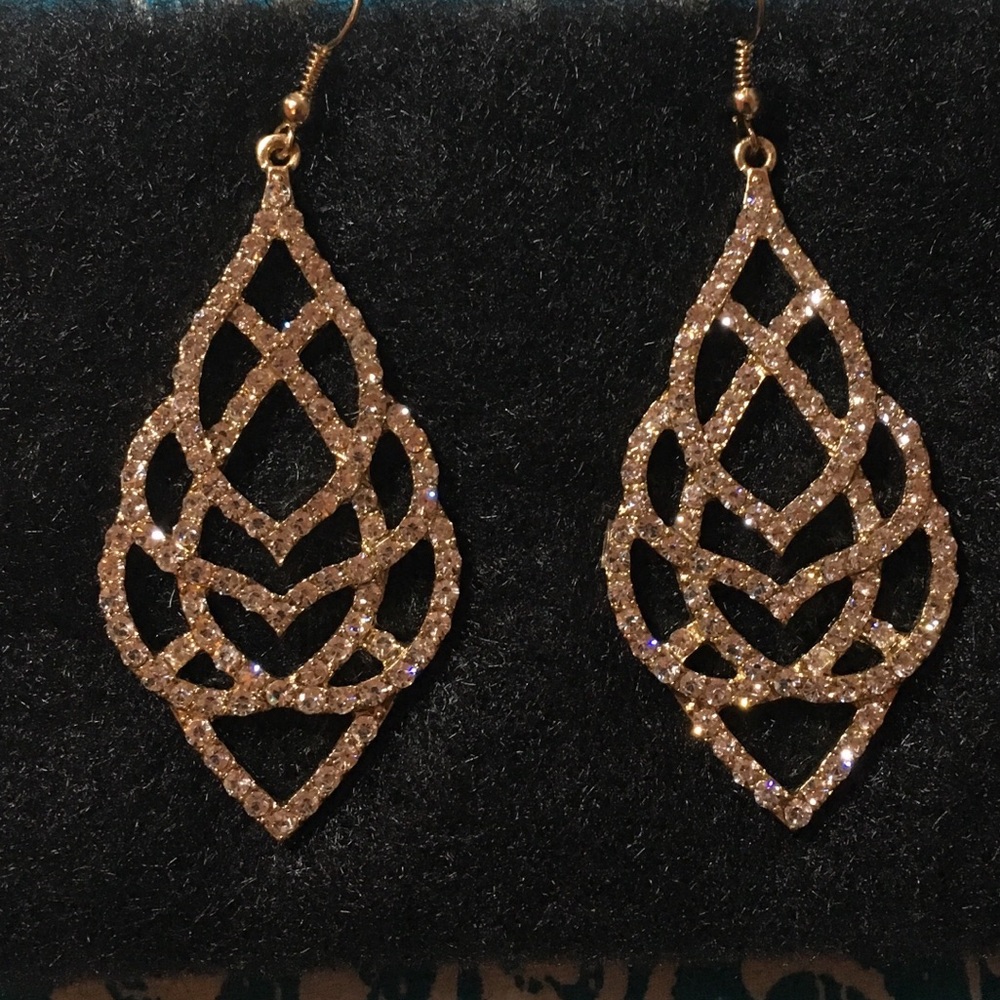 Gold Rhinestone Statement Earrings